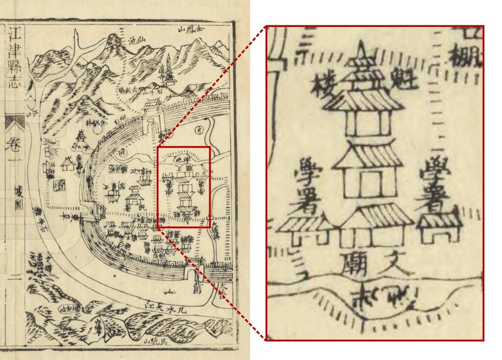 图7 江津城图（取自：清光绪《江津县志》）