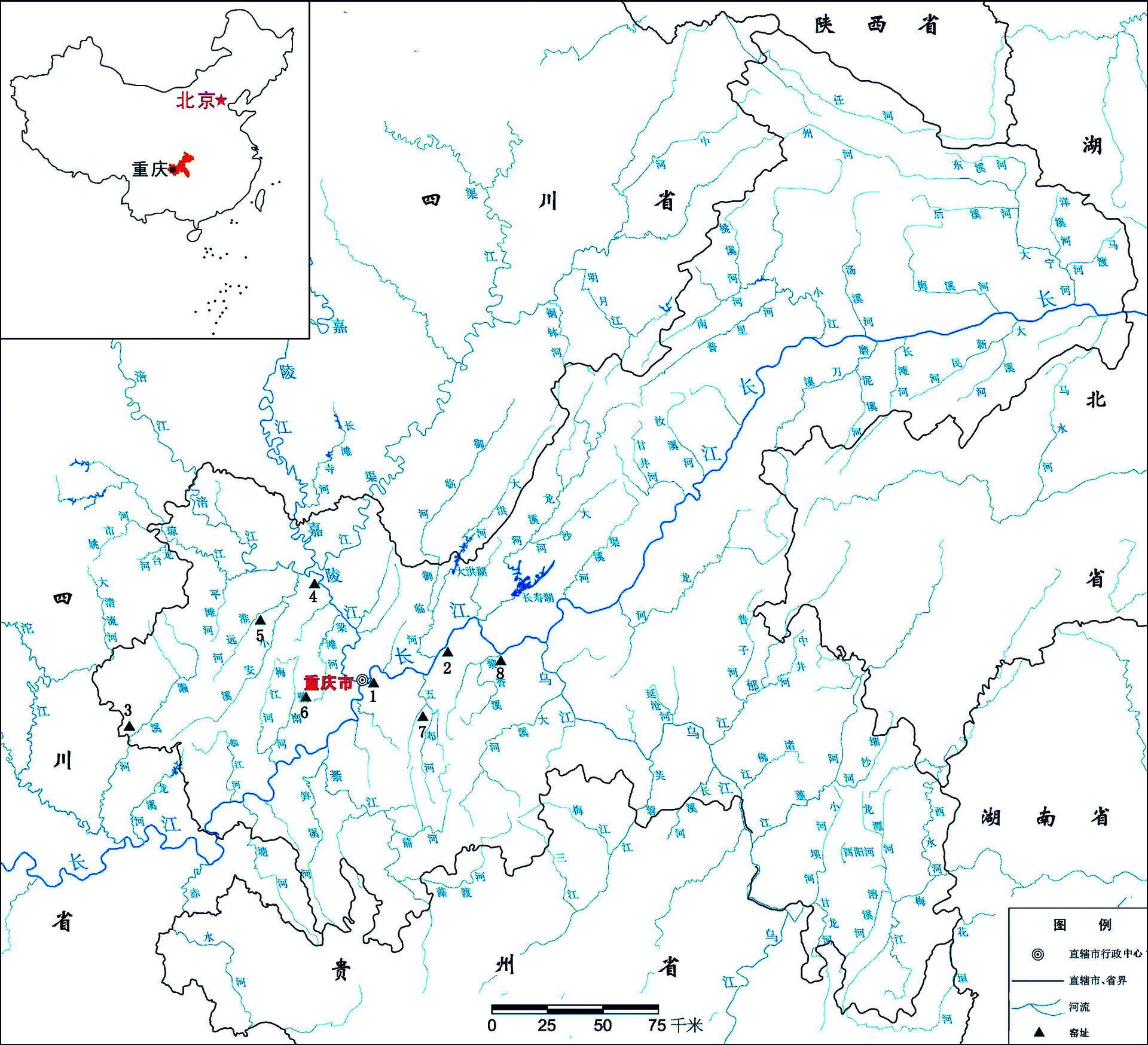 图一 重庆涂山窑各窑址分布示意图