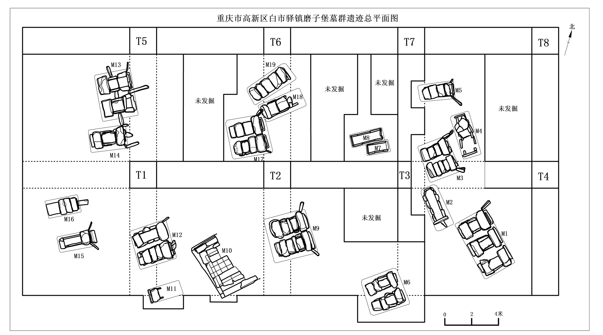 重庆市高新区白市驿镇磨子堡墓群遗迹总平面图
