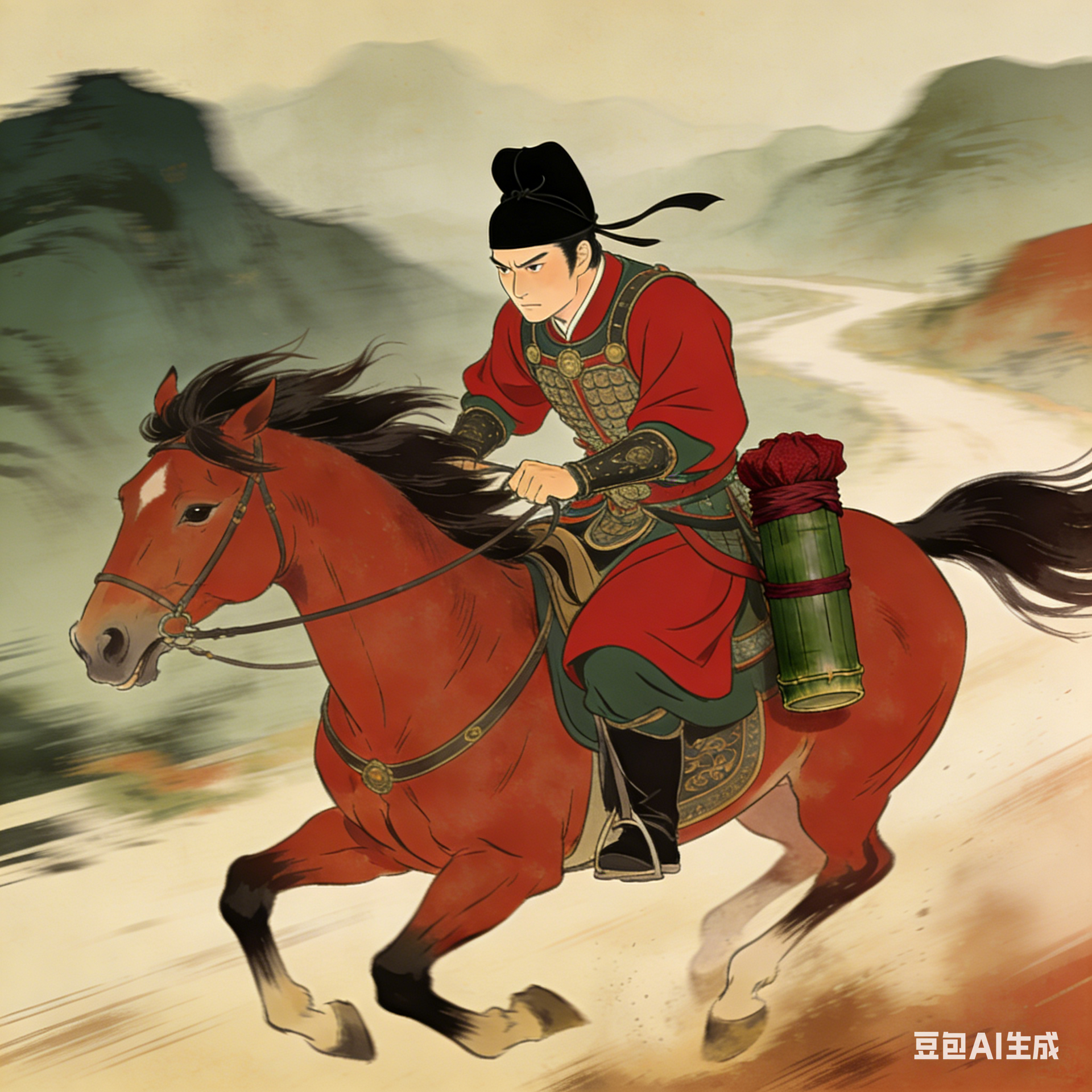 图一 驿传荔枝想象图（AI）