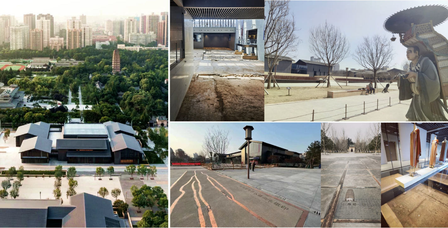 图3 隋大兴唐长安城遗址展示阐释体系：遗址与西安城市叠合示意图（左上）；遗址价值阐释体系与展示