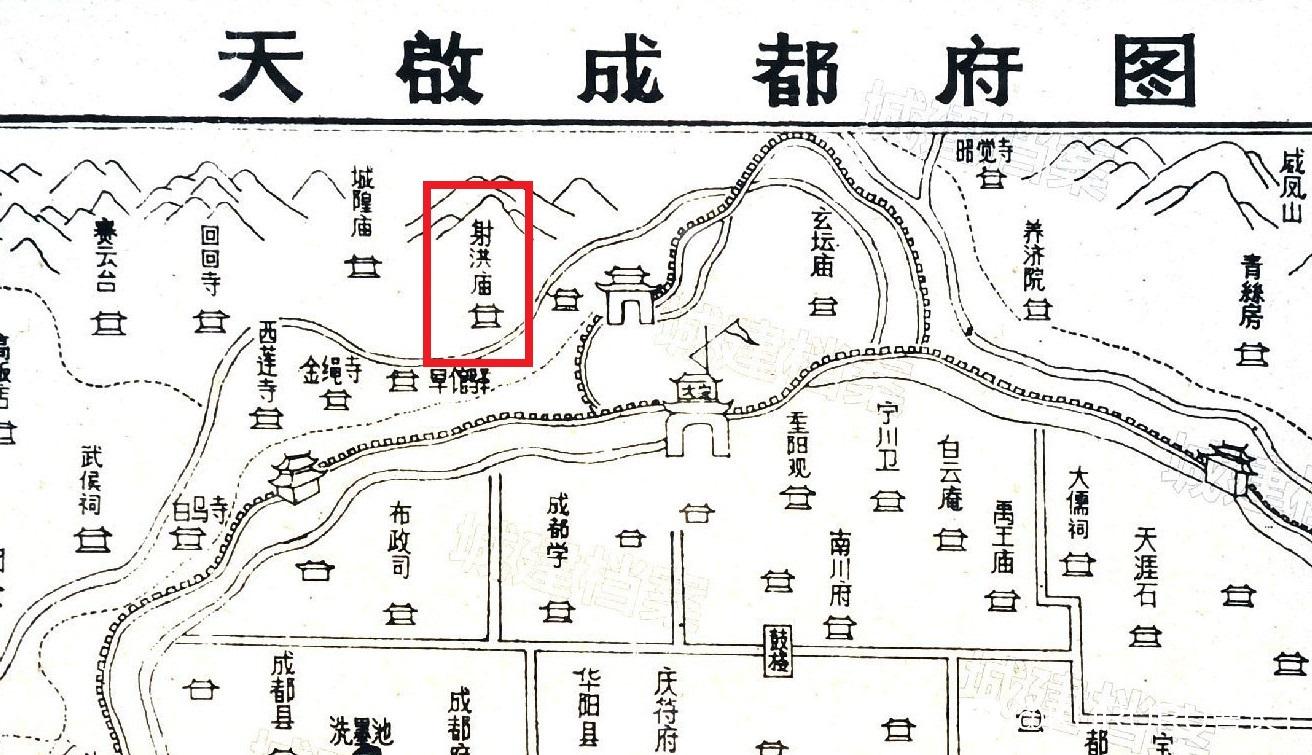 图4 古地图中的射洪庙